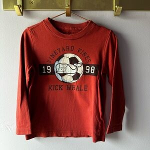Vineyard Vines Red Kick Whale Soccer Top Size 3T